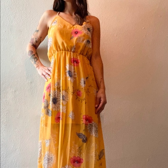 Dresses | Yellow Floral Maxi Dress | Poshmark